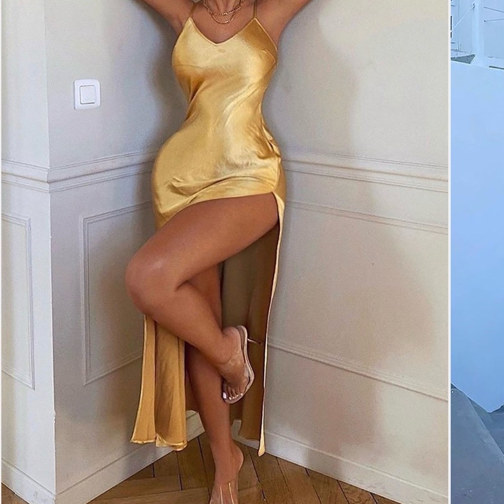 Elegant Gold Slip Dress
